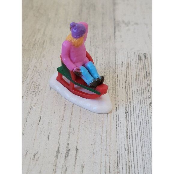 Sledding girl mom Snow Village accessory toy figure - Picture 4 of 5